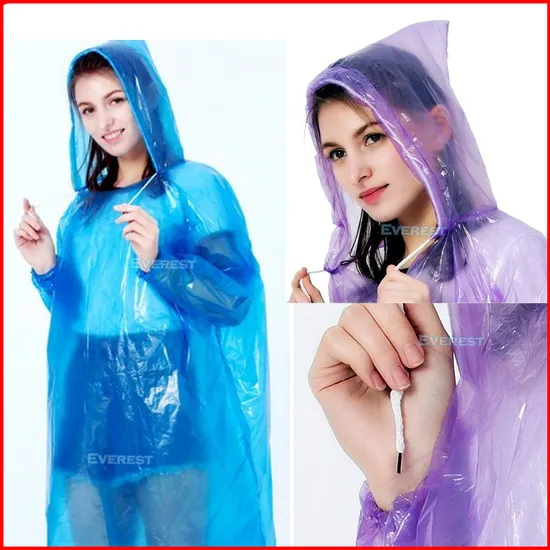 Poncho de chuva de emergência descartável, Poncho de chuva descartável